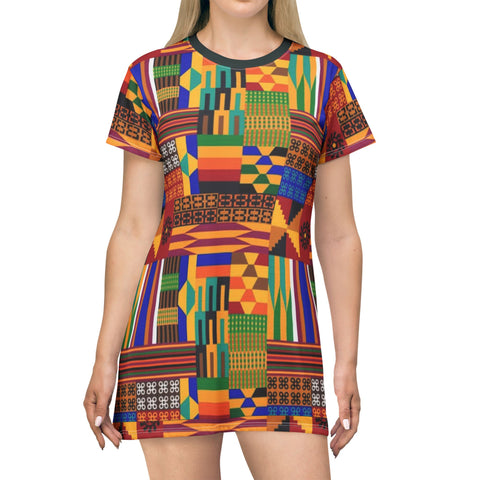 African Kente T-Shirt Dress - $42.99