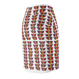 Bold Pop-Art Pencil Skirt — Repeating Retro Portrait Pattern