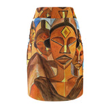 African Mask Art Midi Skirt — $29.99