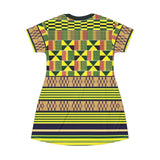 African Kente Pattern T-Shirt Dress – $42.99