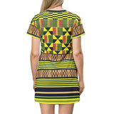 African Kente Pattern T-Shirt Dress – $42.99
