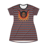 Afro Angel Face -Mask Print T‑Shirt Dress - $42.99