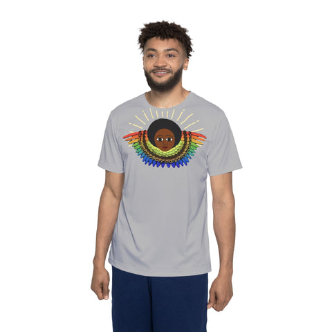 Afro Cherub Rainbow Wing Emblem - Gray