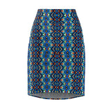 Blue African Geometric Pencil Skirt -$29.99