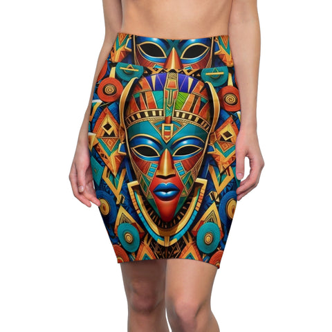 African Tribal Mask  Skirt - $29.99