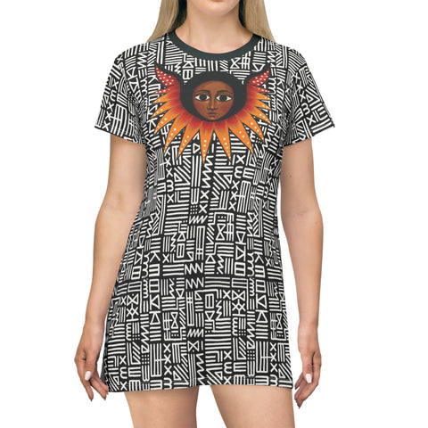 African Angel Face Sunrise T-Shirt Dress — $42.99