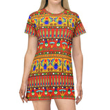 Egyptian Revival Pattern T-Shirt Dress —$42.99