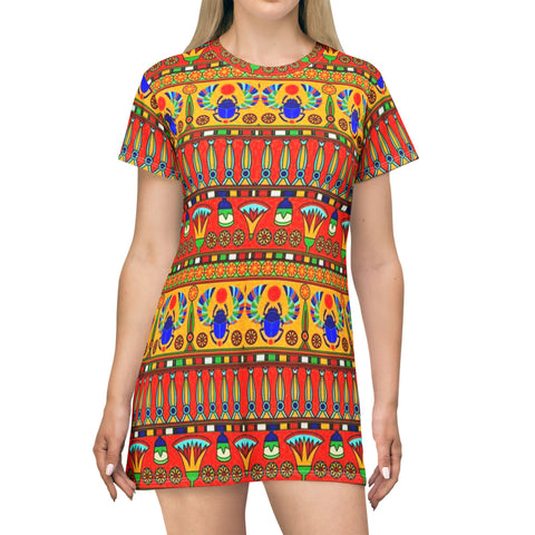 Egyptian Revival Pattern T-Shirt Dress —$42.99