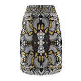 Baroque Gold & Black Kaleidoscope Pencil Skirt