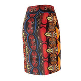Ethnic Mosaic Faces Midi  Skirt — $29.99