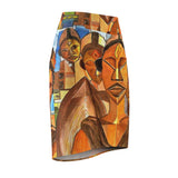 African Mask Art Midi Skirt — $29.99