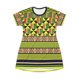 African Kente Pattern T-Shirt Dress – $42.99