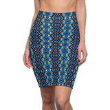 Blue African Geometric Pencil Skirt -$29.99