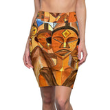 African Mask Art Midi Skirt — $29.99