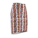 Bold Pop-Art Pencil Skirt — Repeating Retro Portrait Pattern