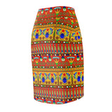 Egyptian Revival Floral Pencil Skirt - $29.99