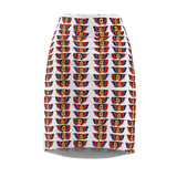 Bold Pop-Art Pencil Skirt — Repeating Retro Portrait Pattern