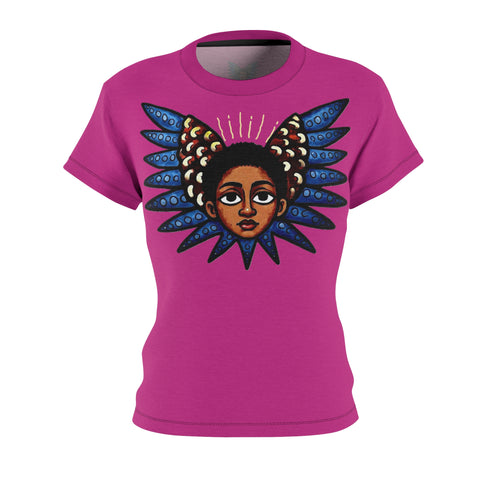 Afro  Cherub Wing - Blue - Pink