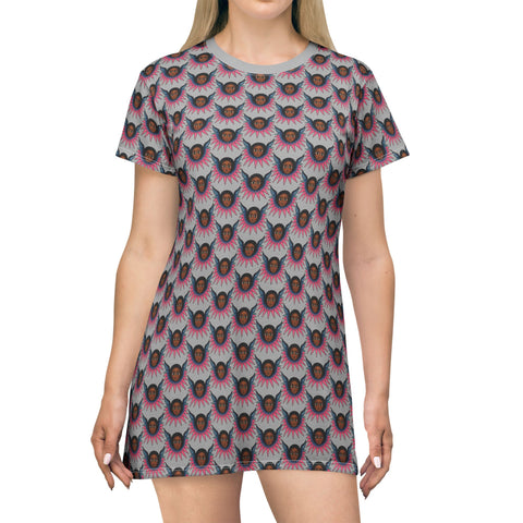 Afro Angel Face Pink T-Shirt Dress-$42.99