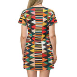 Tribal Geo Print T‑Shirt Dress — Colorful Aztec Pattern AOP