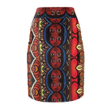 Ethnic Mosaic Faces Midi  Skirt — $29.99
