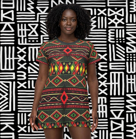 Tribal  Pattern T-Shirt Dress — $42.99
