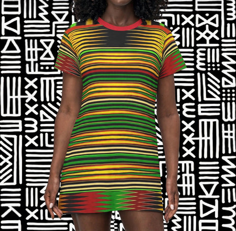 African Stripes  T-Shirt Dress - $42.99