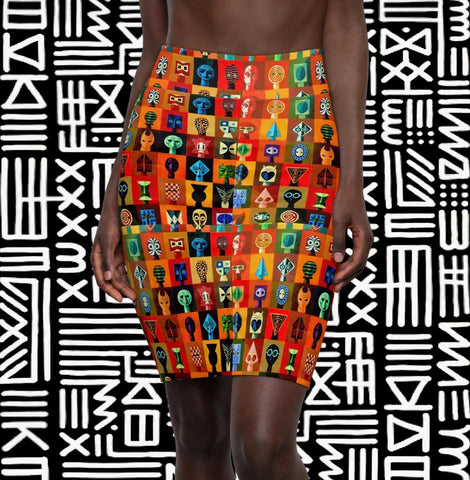 Tribal Mask Print  Skirt =$29.99