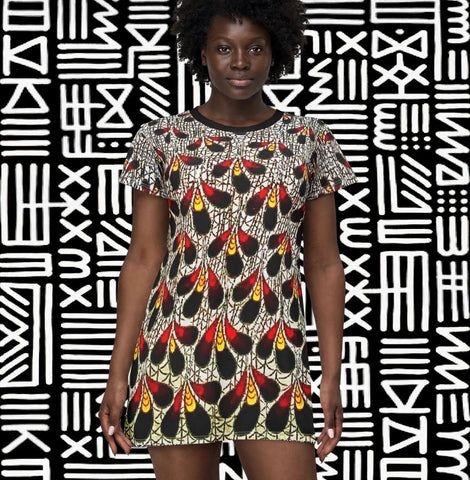 Bold African Wax Patternl T-Shirt Dress - $42.99