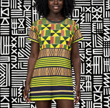 African Kente Pattern T-Shirt Dress – $42.99
