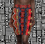 Ethnic Mosaic Faces Midi  Skirt — $29.99