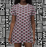 Afro Angel Face Pink T-Shirt Dress-$42.99
