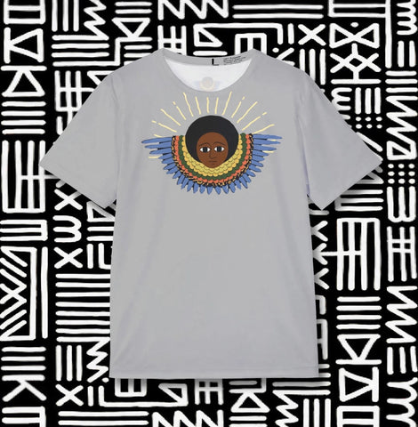 Afro Cherub Blue Wings - Gray