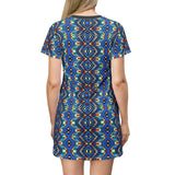 Geometric Blue Tribal  T-Shirt Dress — $42.99