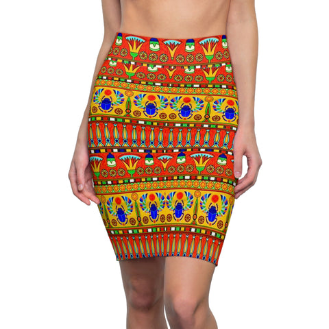 Egyptian Revival Floral Pencil Skirt - $29.99