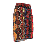 Ethnic Mosaic Faces Midi  Skirt — $29.99