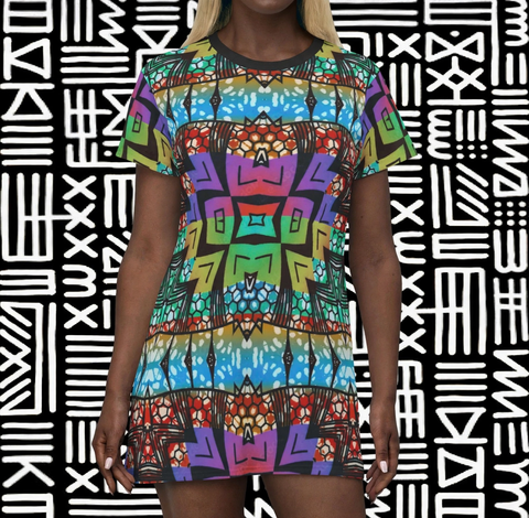 African Graffitti T-Shirt Dress - $42.99