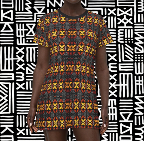 Zulu African Print  T-Shirt Dress - $42.99