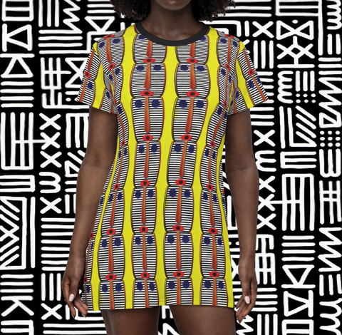 Spirit Mask - Yellow - T-Shirt Dress - $42.99