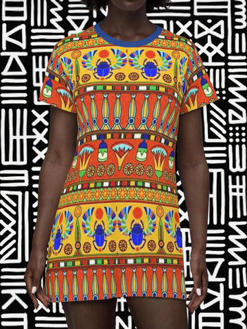 Egyptian Scarab African T-Shirt Dress - $42.99