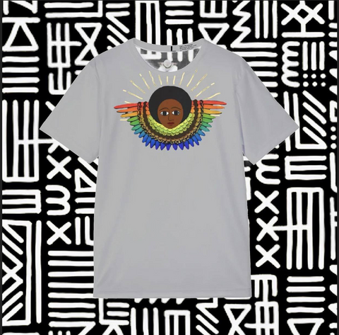 Afro Cherub Rainbow Wing Emblem - Gray