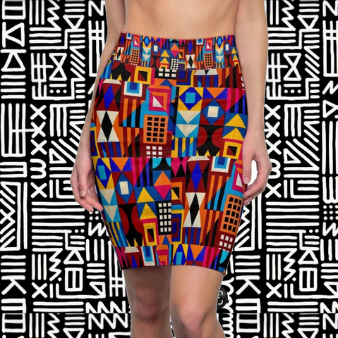 Afro Cityscape Skirt - $29.99
