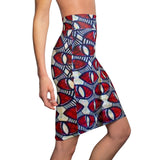 Red Eye Wave African Pencil Skirt