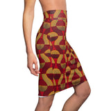 Red Wave African Midi Skirt