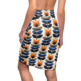 Flower Trees Retro Midi  Skirt