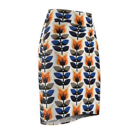 Flower Trees Retro Midi  Skirt