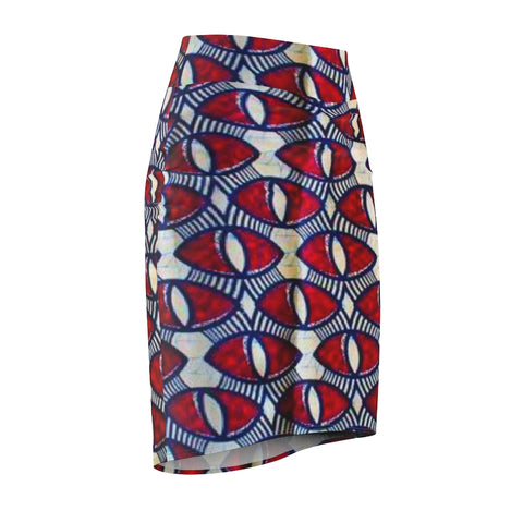 Red Eye Wave African Pencil Skirt