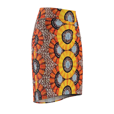Orange Slices African Midi  Skirt