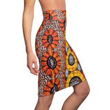 Orange Slices African Midi  Skirt