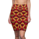 Red Wave African Midi Skirt